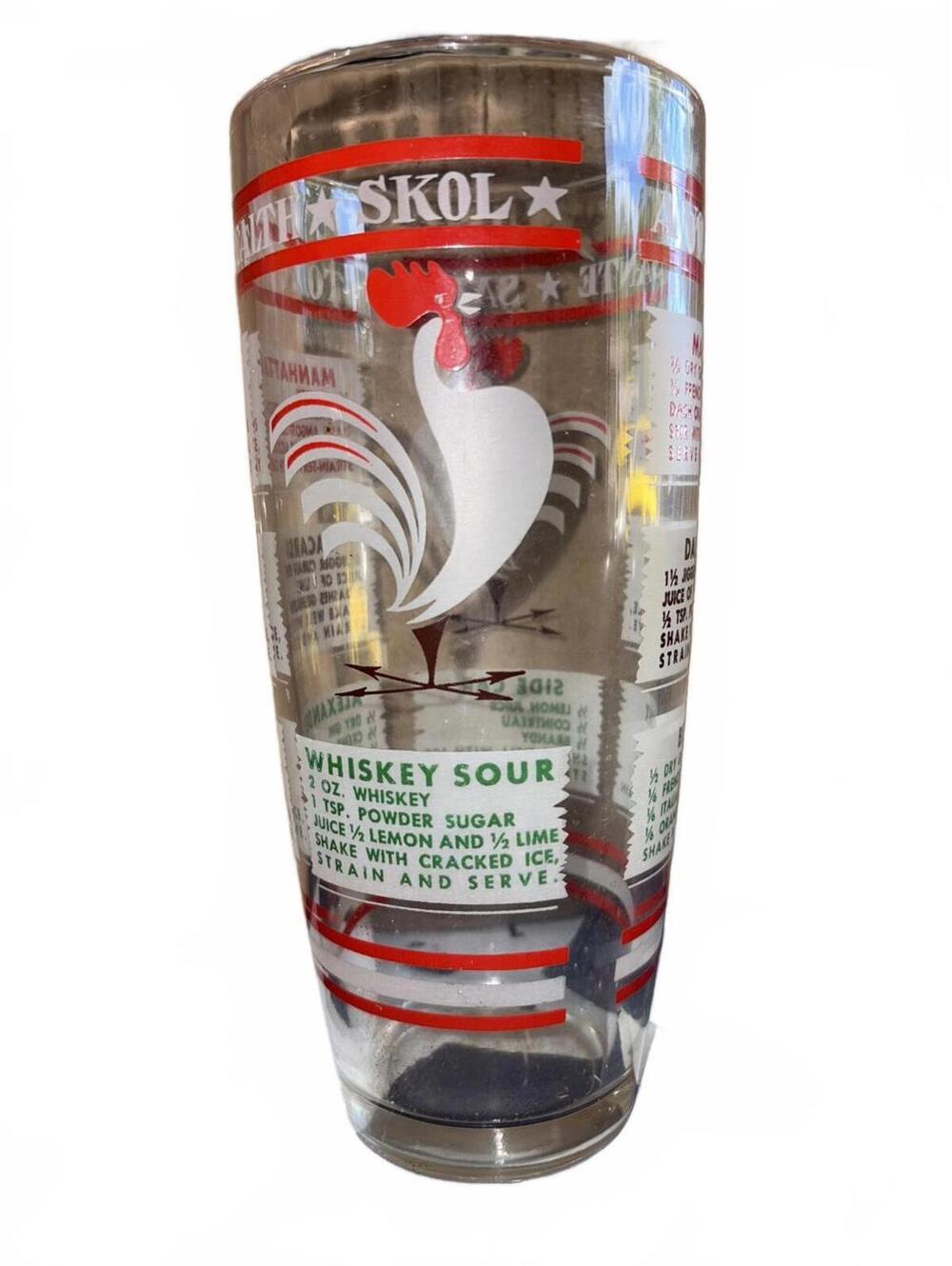 Vintage 1950's Hazel-Atlas Rooster Recipe Cocktail Shaker
